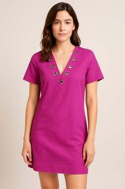 LINE & DOT Linen Shift Short Sleeve Dress Size XS